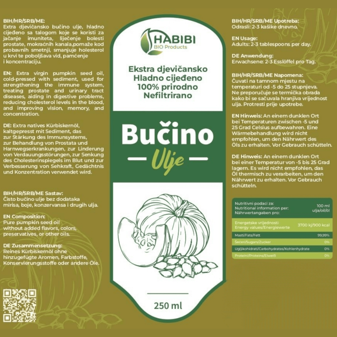 100% Prirodno Bučino Ulje - Zoro