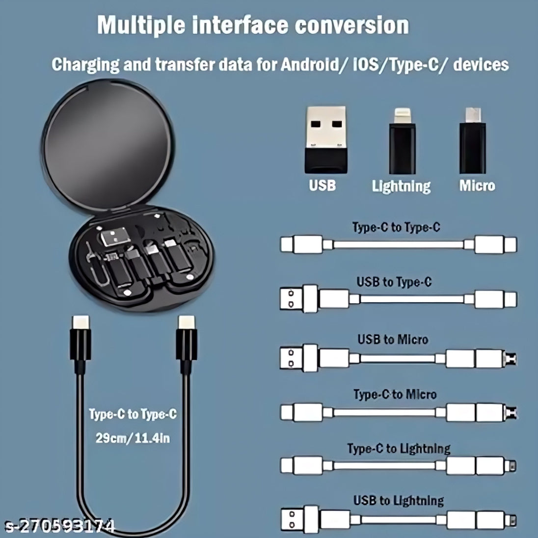 Set za punjenje raznih pametnih uređaja - MULTICABLE PRO 7u1 - Zoro