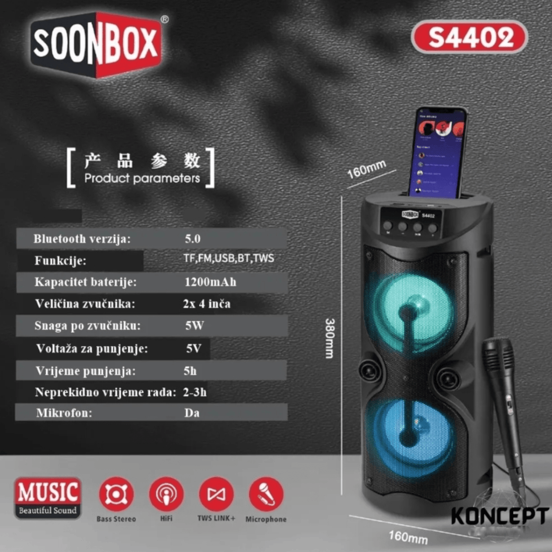 SOONBOX Bluetooth zvučnik s mikrofonom - Zoro